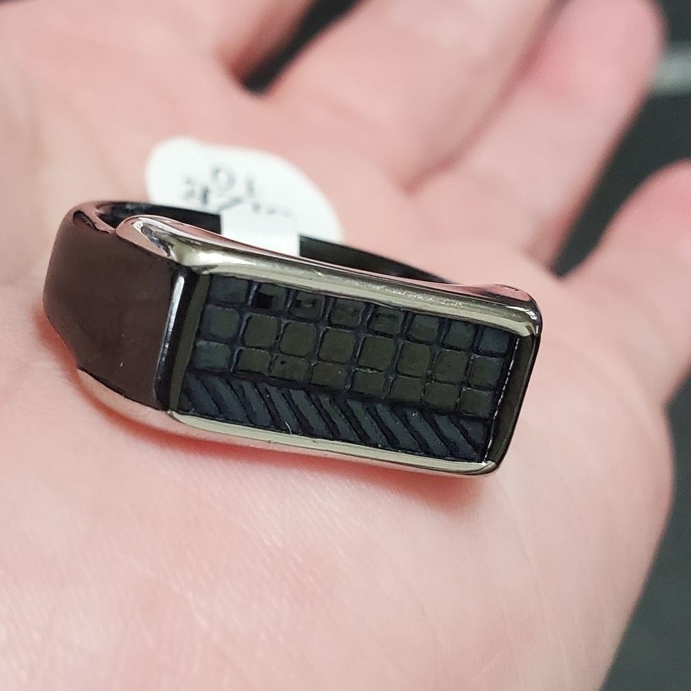 Black stainless steel men's ring size 10